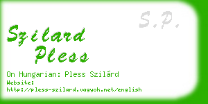 szilard pless business card