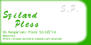 szilard pless business card